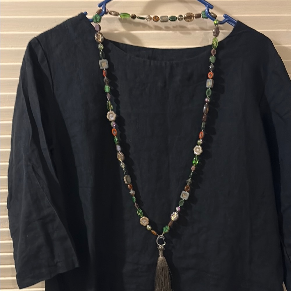 Czech Glass Colorful Beaded Necklace with Tassel